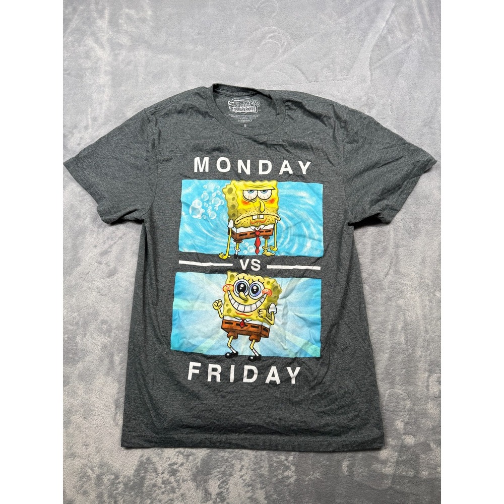 Nickelodeon Spongebob Squarepants T-Shirt Mens S Gray Monday To Friday Graphic